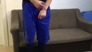 Post workout Jerkoff Slowmo Cum in Tights and Football Socks