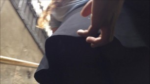 Forced Upskirt Miniskirt Black Pantyhose with Angry Faceshot