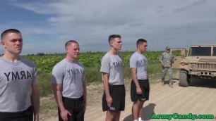 Military orgy hunks drilling ass outdoor