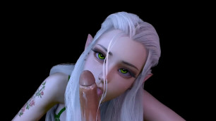 Forest Elf with Stunning Green eyes gives Blow job in POV : 3D Porn