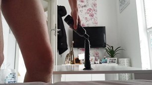 Anal dildo fuck on the table with cum